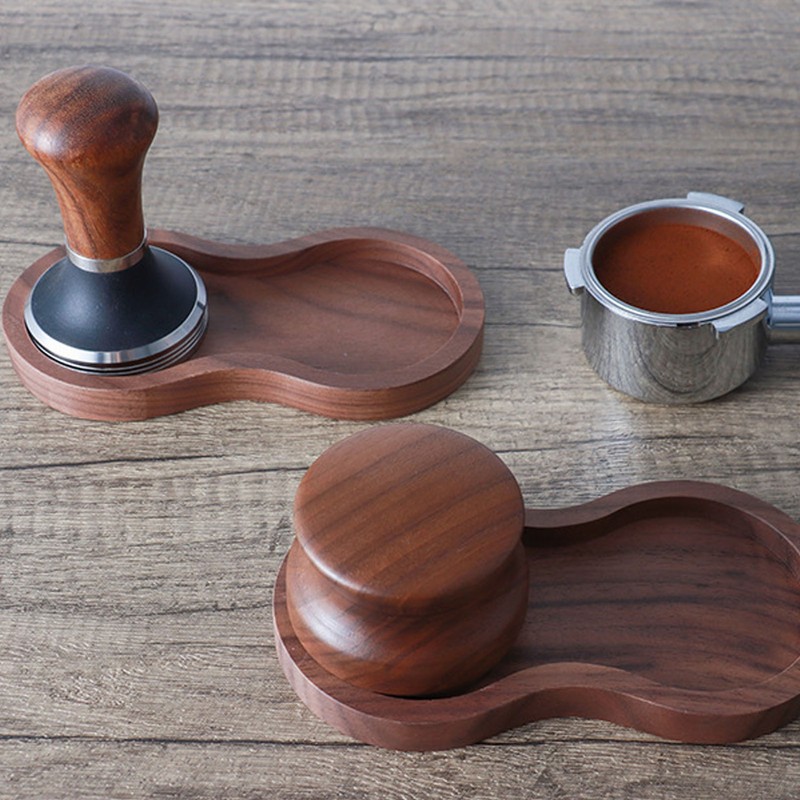 Coffee Hammer Tamping Kit Walnut Stainless Steel Tamper Distributor Set