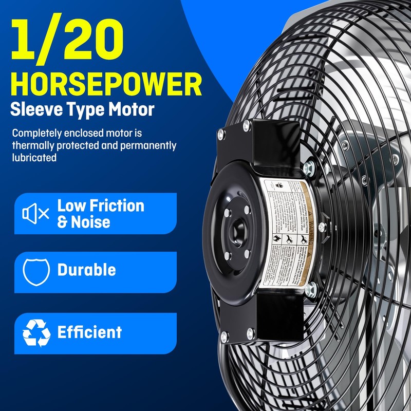 iLiving 12" Wall Mounted Shutter Exhaust Fan, Automatic Shutter, with
