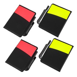 KOMBIUDA 4sets Complete Soccer Referee Kit Red and Card Holder Score Book and Pencil for and Training Sessions