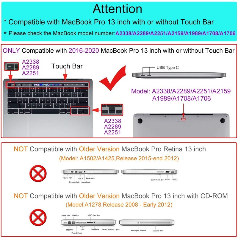 GVTECH Case Compatible with MacBook Pro 13 inch 2024 2023-2016