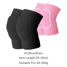 ATBUSS 2 Pairs Sports Dance Sponge Knee Pads Thickened Sponge Elastic Binding Knee Pad Daily Accessories for Athletes (Pink, Black)