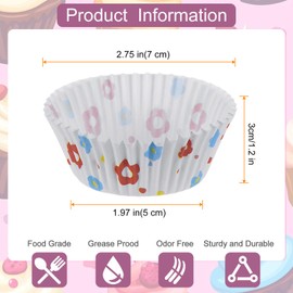 HARFINGTON 100 Count Cupcake Liners Flower Cupcake Cups Standard Size Muffins Liners Papers Baking Cups Wrappers Greaseproof for Party Wedding Birthday