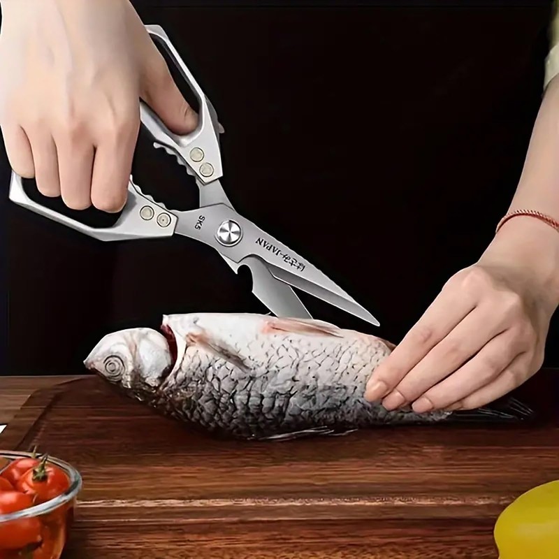 Heavy-Duty Stainless Steel Kitchen Scissors - Multi-Functional Chicken Bone Cutting