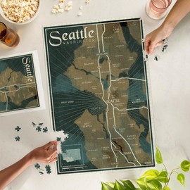 Seattle, Washington, Nautical Map (1000 Piece Puzzle, Challenging Jigsaw Puzzle for Adults, Made in USA)