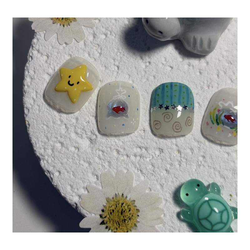 [Ar] My friend in the fish tank, handmade nail tip,