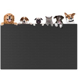 51.2"x25.6"(130cm×65cm) Largest Dog Food Mat, XXXXL Silicone Dog and Cat Mat for Food and Water Bowls, Thinken Waterproof Non-Slip XXXL Pet Feeding Mat for Floors, Black