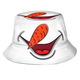 Christmas Snowman Smiling Face Bucket Hat for Men Women, Fashion Unisex Print Christmas Reversible Bucket Hat