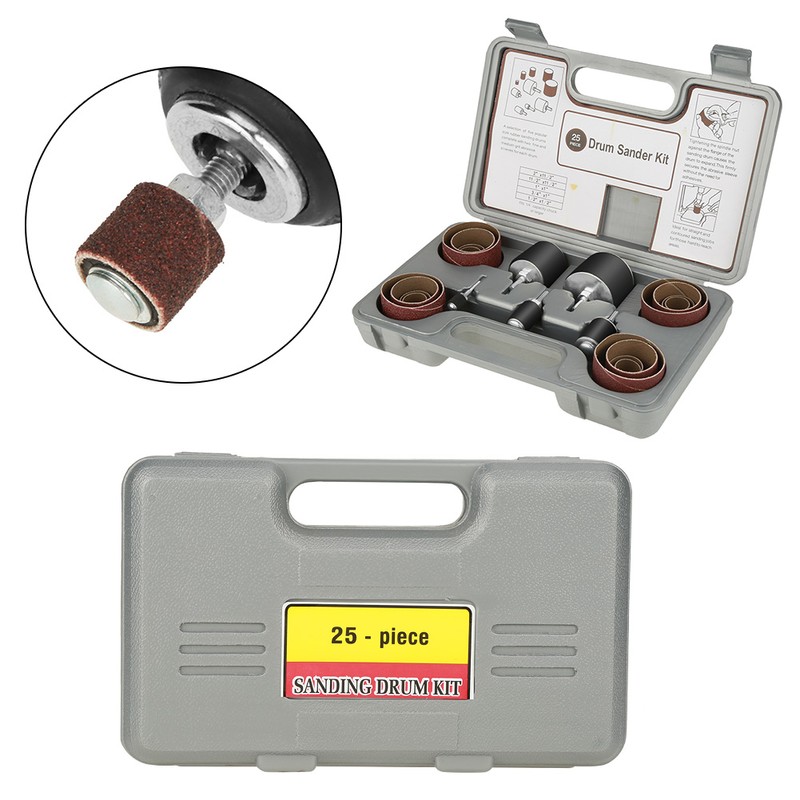 25pcs Spindle Sanding Drum Sander Tool Kit Set with Case