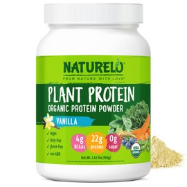 NATURELO Plant Protein Powder, Vanilla, 22g Protein - Non-GMO, Vegan, No Gluten, Dairy, or Soy - No Artificial Flavors, Synthetic Coloring, Preservatives, or Additives - 20 Servings