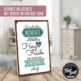 TypeStoff HS-01144 Wooden Sign with Saying - Joy - Vintage Look with Quote as a Gift and Decoration on the Theme of Laughter and Motivation