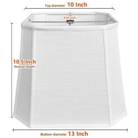 TOOTOO STAR Square Cut Corner White LampShade, 10" Top x 13" Bottom x 10.5" High Medium Shade (Spider Fitter), Handmade of Natural Linen, Easy to Assemble, Suitable for Table Lamps and Floor Lamps