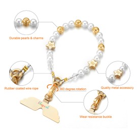 GOODAYY Phone Wrist Strap, Beads Phone Lanyard with Durable Metal and Nylon Tab, Phone Charm Detachable Bracelet Universal Phone Lanyard Handmade Key Chain for Women Girl with Box (Silver)