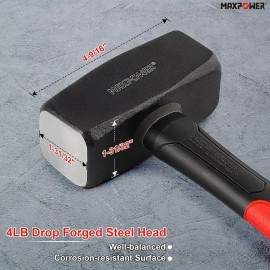 MAXPOWER 4lb Club Hammer, Mini Sledge Hammer with Red, Black