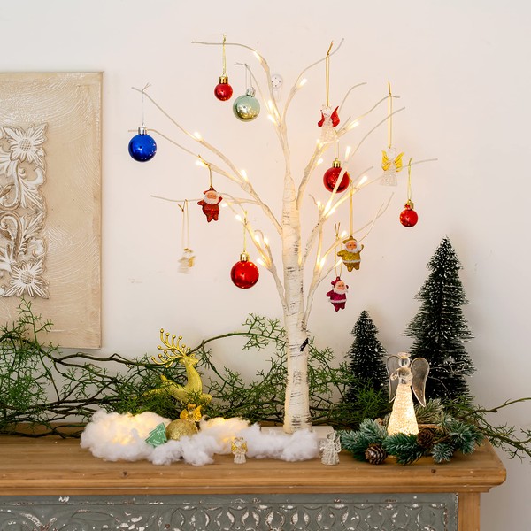 NUPTIO LED Simulation Birch Tree, Luminous Decoration Christmas Tree Interior, Creative Decoration Lamp Bedroom, Table Decoration of the New Year (White)