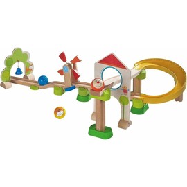 HABA Kullerbu Windmill Playset - 25 Piece Train Track for Balls Starter Set with Special Effects