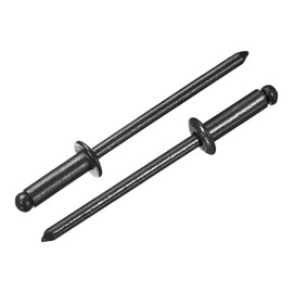 sourcing map 100Pcs 1/8"x3/8" Round Head Blind Rivets, Zinc-Plated Carbon Steel Grip and Mandrel Cap Blind Rivets, Black