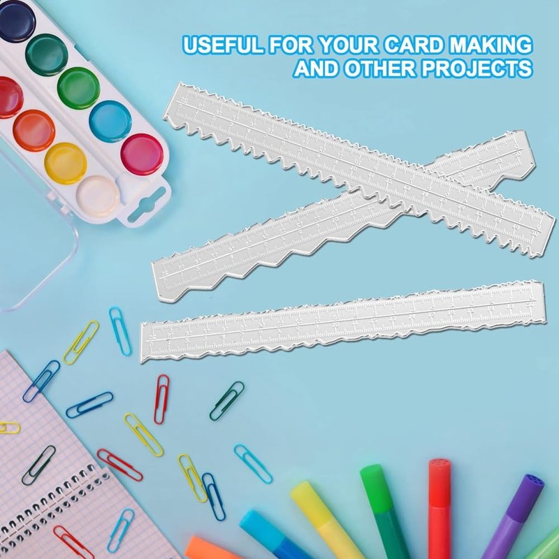 Nagoyuki 3 Styles Irregular Edge Ruler,Metal Craft Ruler Paper Tearing