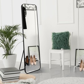 Head West Black Steel Framed Full Length Floor Mirror with Easel, Vanity Mirror, Bathroom Mirrors, Rectangle Mirrors, Living Room Mirrors - 17.5" x 66.5"