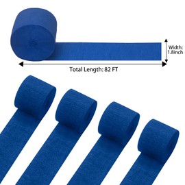Navy Blue Crepe Paper Streamers 4 Rolls 328ft, Pack of Party Streamers for Party Decorations, Crepe Paper for Birthday, Baby Shower, Wedding Party Decorations (1.8 Inch x 82 Ft/Roll)