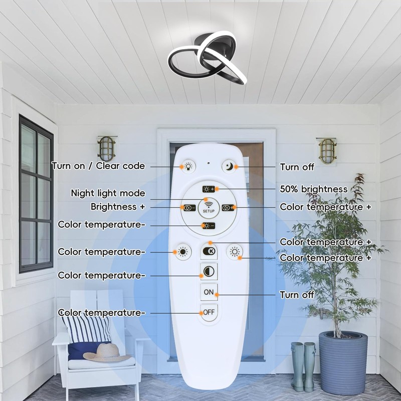 CANEOE Black Hallway Ceiling Light Fixtures 24W Dimmable LED Ceiling