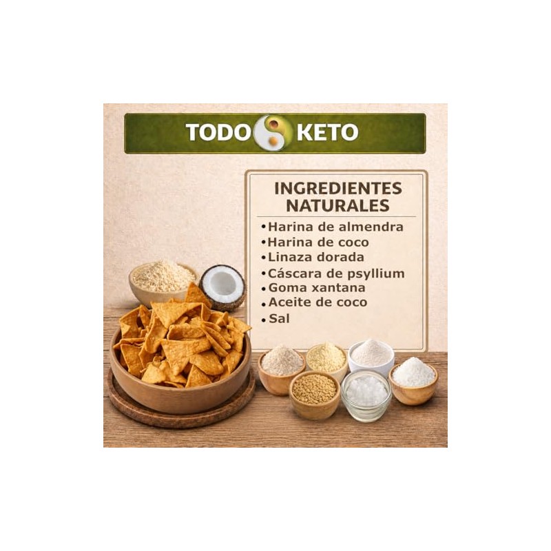 Totopos Keto Botana de Almendra 40 Piezas (Naturales) 125 gramos