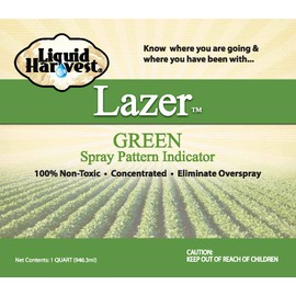 Liquid Harvest Lazer Green Concentrated Spray Pattern Indicator - 1 Quart (32 Ounces) - Perfect Weed Spray Dye, Herbicide Dye, Fertilizer Marking Dye, Turf Marker and Herbicide Marker