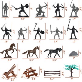 AMOR PRESENT Medieval Knights Toys, Knight Action Figurines for Kids Children Army Men Toy Soldiers, 124PCS with Storage Container