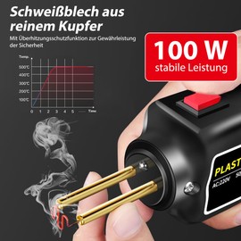 100W Plastik Kunststoff Schweißgerät: Plastic Schweißen Reparatur Set Auto Handschweißgerät Reparaturset mit 200PCS Schweißnagel für Plastik Autoteile Stoßstange