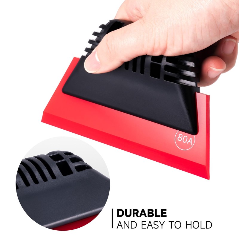 FOSHIO Red Small Squeegee Window Tint Squeegee, Non-Slip Handle Rubber