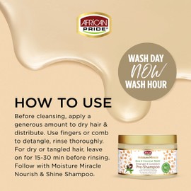 African Pride Moisture Miracle Aloe & Coconut Water Pre-Shampoo - Helps Minimize Breakage for Natural Coils & Curls, Detangles & Conditions, 12 oz (3 Pack)