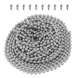 Cabilock 3 Meters Length Stainless Steel Ball Bead Chain 2. 4MM Diameter Beaded Roller Chain with 10 Matching Connectors Metal Bead Chain