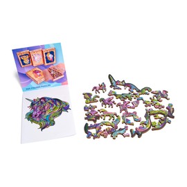 Wood Trick Purple Wind Mini Wooden Jigsaw Puzzle for Adults and Kids - 6.3 x 6.7 in - Animal Unique Shaped Figured Jigsaw Puzzle Pieces - Premium Quality