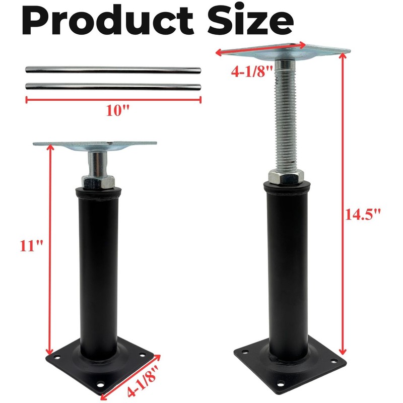 Adjustable House Floor Jacks, 4 Pack, 11”-14.5” Height Range, 10000