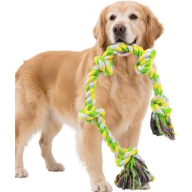 iDock Juguetes Indestructible, Juguetes para Perro, Cuerda Perro,Juguetes Perro Grande,Cuerdas de Juguete Perros,Cuerda Indestructible 5 Nudos de 86 cm Largo (Verde)