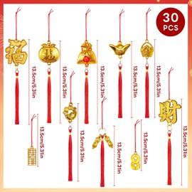 YVAINE 30 Pcs Chinese New Year Pendant Decoration Year of The Horse Lucky Charm Decorative Spring Festival Gold Hanging Tassel Ornaments Home Health Wealth Success Lucky Decor for 2026 Lunar New Years