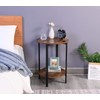 RokiaTek Round Sofa Side End Tables 2-Tier Industrial Bedside Nightsand