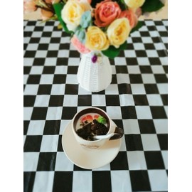 BRICHBROW Pcs of 2 Premium Plastic Checkered Flag Tablecloths Picnic Table Covers, Tablecovers Party Favor (2, Black)