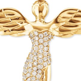 Engelsrufer Women's Angel Pendant 925 Sterling Silver White Zirconia, Yellow Gold Silver