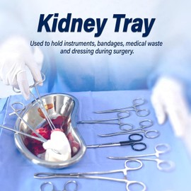 Surgical Kidney Dish Curved Shape 6", 8" or 10" Dish Basin Stainless Steel Tray for Medical, Dentistry, Veterinary Use (10"(25cm))