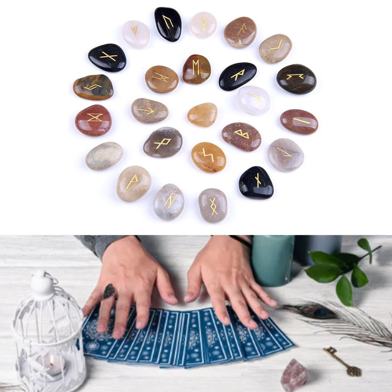 25pcs Rune Stones Set Good Luck Eliminate Negativity Lightweight Divination