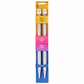 Pony Classic: Knitting Pins: Single Ended: 30cm x 15.00mm, Multicolor, 15mm