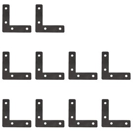 10Pcs Flat L Corner Bracket 60mm x 60mm Stainless Steel Joining Brace Brackets Mending Plates for Wood Shelf Cabinet Table Chair (Black)