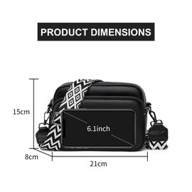 NOTAG Women's Shoulder Bag, PU Leather Handbag, Women's Small Shoulder Bag with Removable Wide Shoulder Strap, black