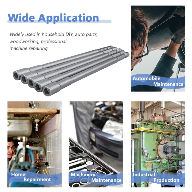 Mesee 6 Pcs Magnetic Nut Setter Driver Bits 6-Inch Extra