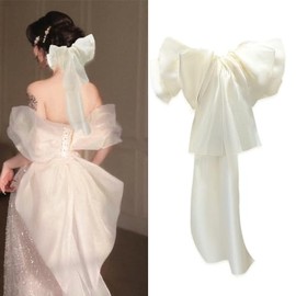 Bridal Big Hair Clips for Women Girls Bridesmaid Large Hair Bows Wedding Bachelorette Party Decorations Gifts for Bride to Be Women Bowknot French Accessories Satin White