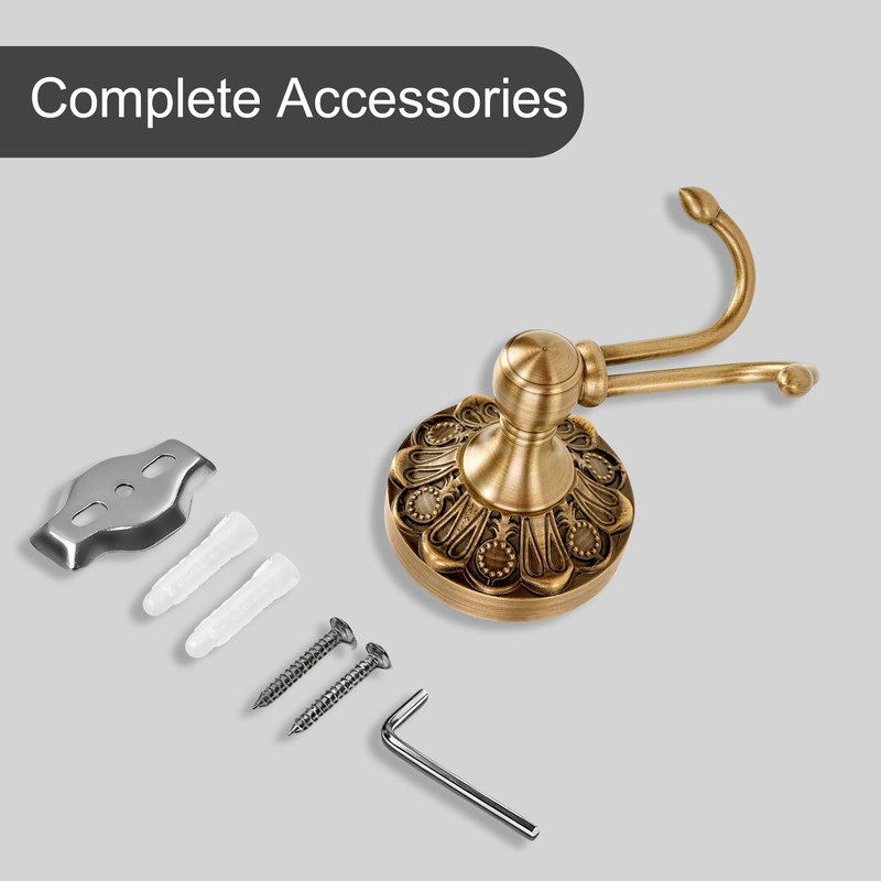 WNABATH Brass Toilet Paper Holder Towel Hook Bar Set, Antique