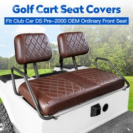 NOKINS 4PCS Golf Cart Seat Covers Kit, Front and Rear Seat Covers Fits Club Car DS Pre-2000 Standard Seat Cushion, Club Car DS Vinyl Seat Covers Accessories(Brown and Brown 8438)
