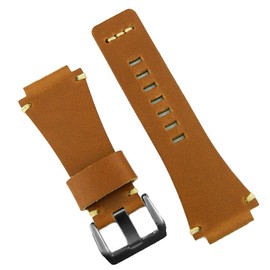 B & R Bands Bell & Ross Classic Vintage Leather Watch Band BR01 BR03 Replacement Straps (Small, Oak/Ecru Stitch)