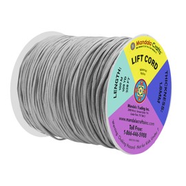 Mandala Crafts 1.8mm Gray Blind Strings Lift Shade Cord - 109 Yards Braided Nylon Cord for Roman Shades, Curtain String, and Blinds Repair or Replacement