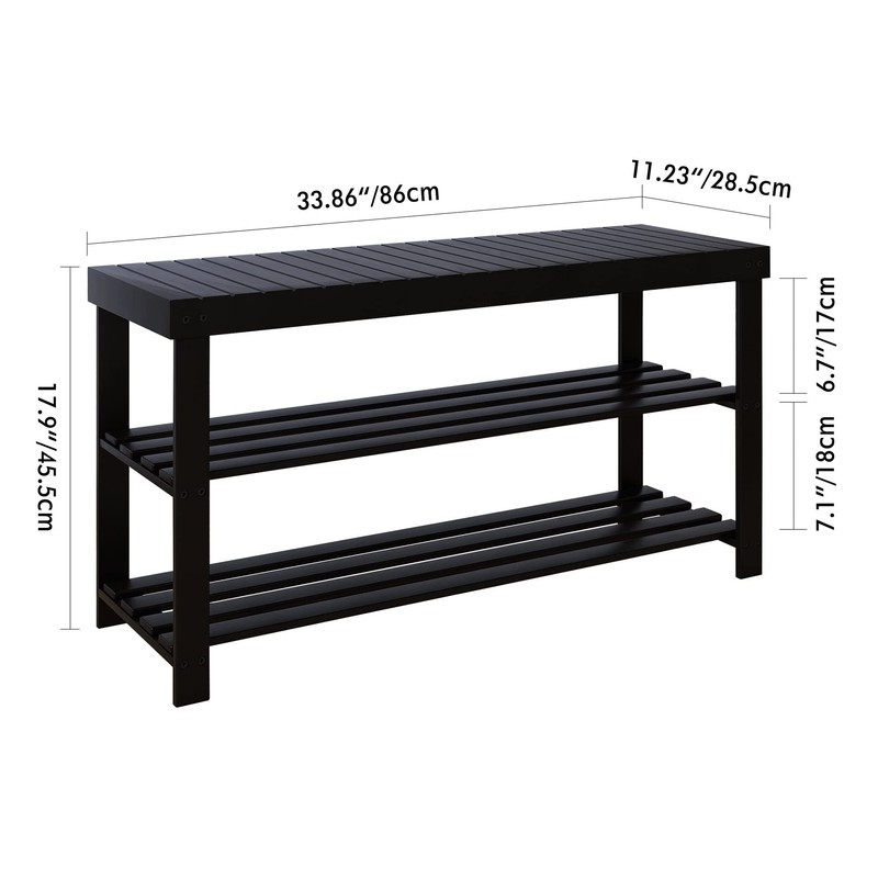 SMIBUY Bamboo Shoe Rack Bench, 3-Tier Shoe Organizer Storage Shelf